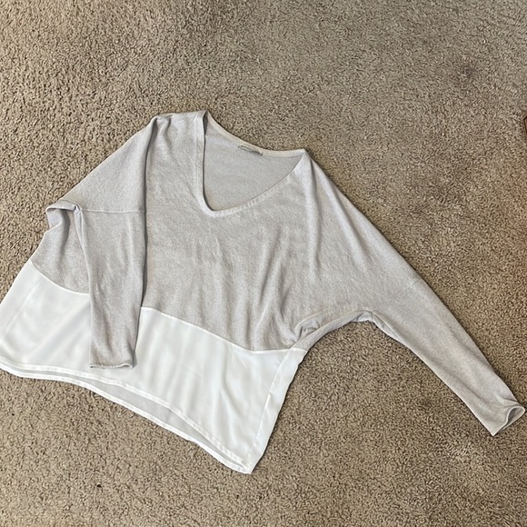 ZARA Color Block Mixed Media Sweater Top Size Large - Picture 12 of 12